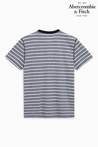 Abercrombie & Fitch Grey/White/Navy Stripe Poloshirt